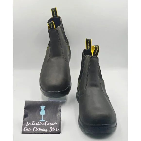 Terra Men's Black Leather Chelsea Soft Toe Pull-On Work Boots Size 10 2844 - Picture 4 of 16